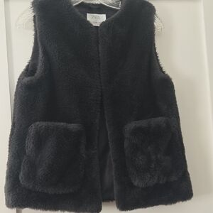 Zara Kids Fuzzy Black Vest